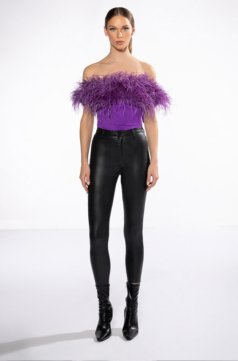 REGAL OFF THE SHOULDER FEATHER CORSET