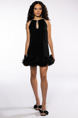 REGINA RHINESTONE TRIM SLEEVELESS SHIFT DRESS