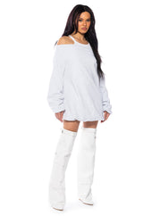 RELAXED CUTIE FRENCH TERRY OFF THE SHOULDER MINI DRESS