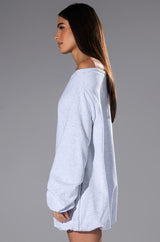 RELAXED CUTIE FRENCH TERRY OFF THE SHOULDER MINI DRESS