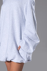 RELAXED CUTIE FRENCH TERRY OFF THE SHOULDER MINI DRESS