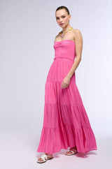 REMEMBER THE SUN STRAPLESS MAXI DRESS