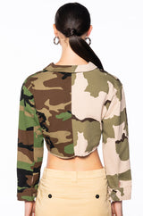 REMI CAMO BUTTON DOWN TOP