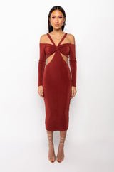 REMI CUT OUT SLINKY MIDI DRESS