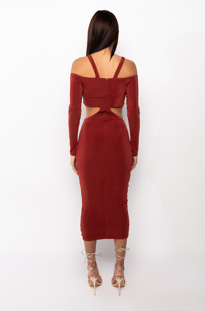 REMI CUT OUT SLINKY MIDI DRESS