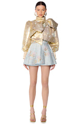 RENAISSANCE TWO TONED BROCADE METALLIC MINI DRESS