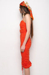 CAN'T HELP IT MIDI RUCHED DRESS
