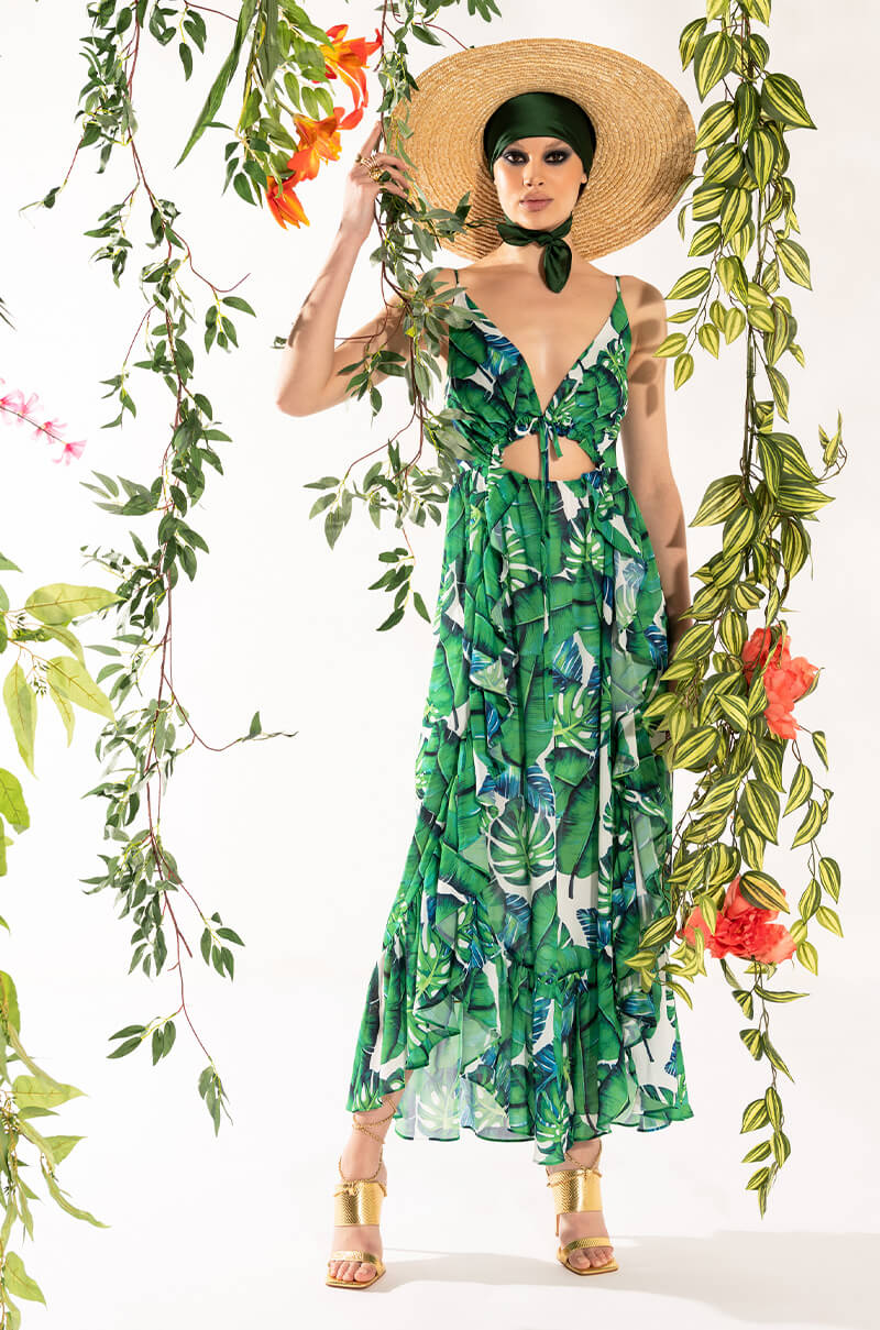 RESORT PALM LEFT MAXI DRESS