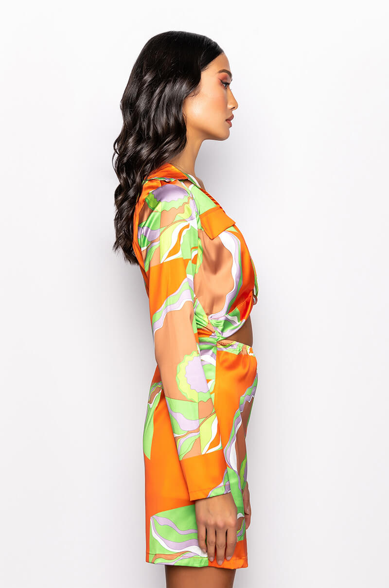 RETRO BABE STRETCH SATIN MINI DRESS