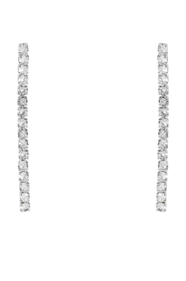 RHINESTONE DROP EARRING IN SILVER