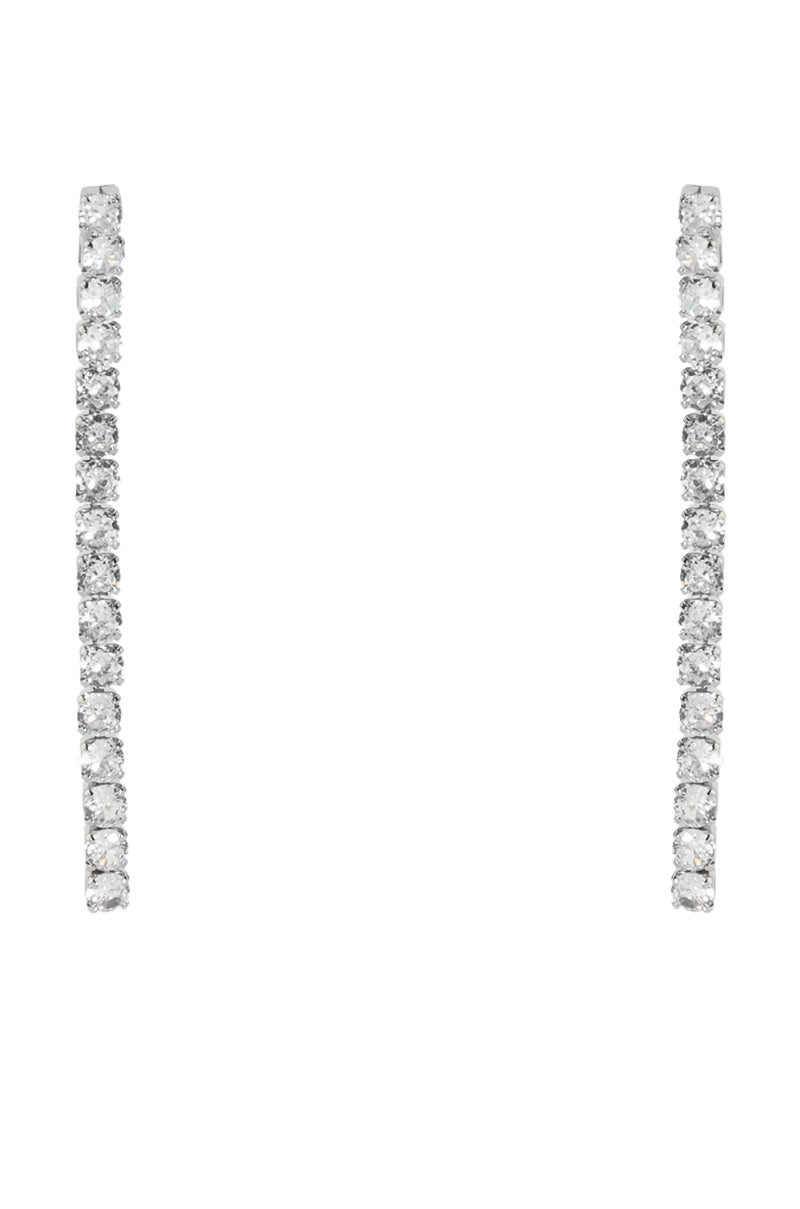 RHINESTONE DROP EARRING IN SILVER