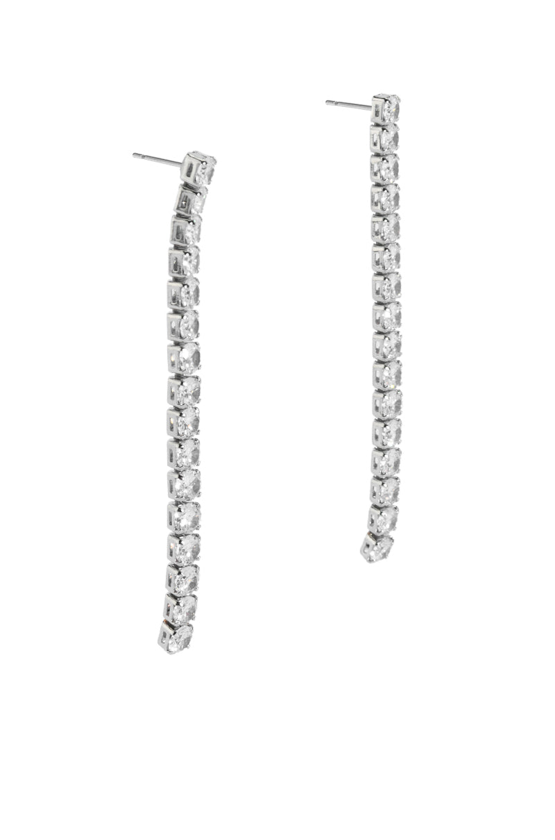 RHINESTONE DROP EARRING IN SILVER