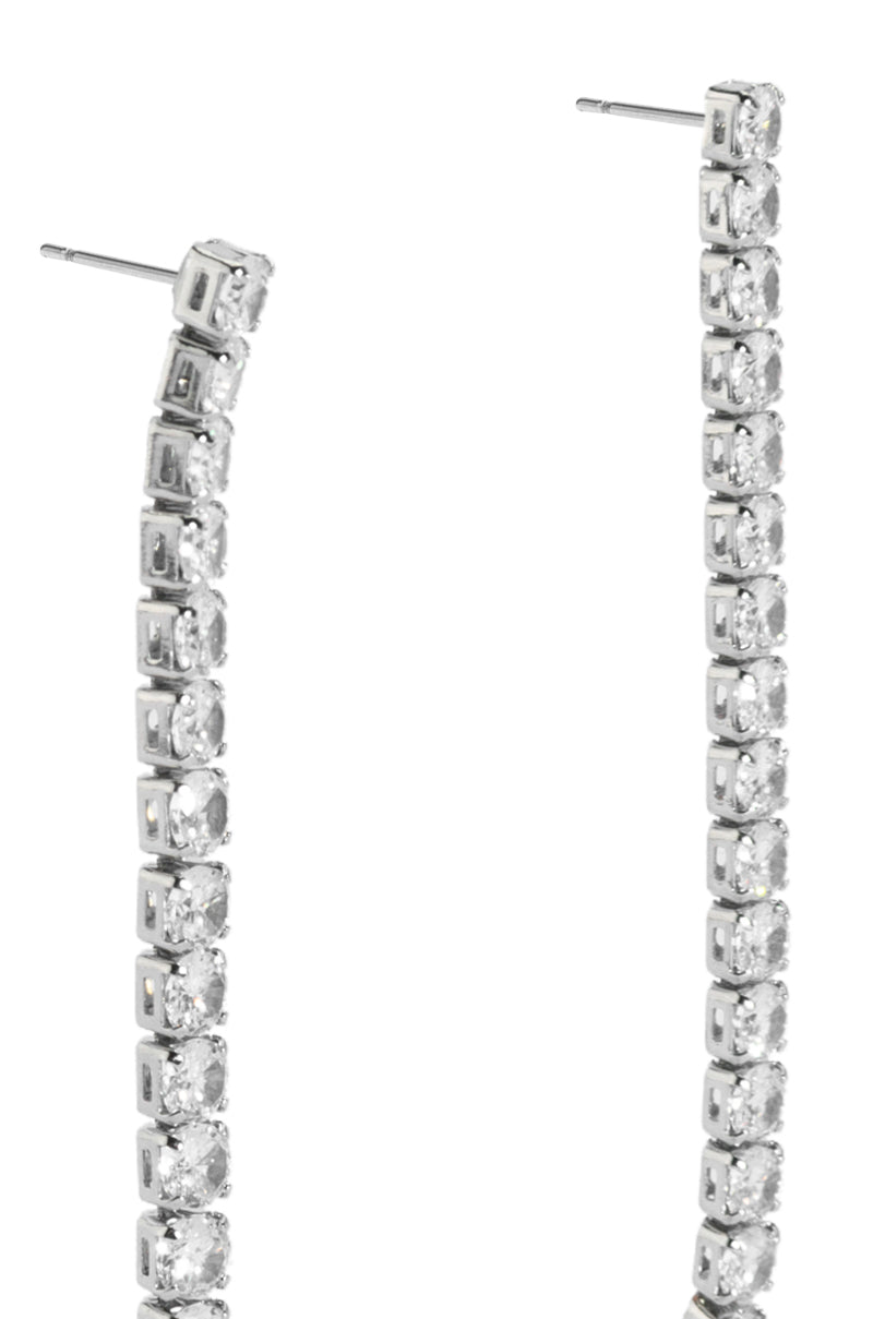 RHINESTONE DROP EARRING IN SILVER