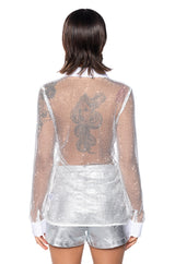 DIAMOND MESH BUTTON DOWN SHIRT