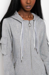 RHINESTONE TIGER PRINT SWEATSHIRT DRESS