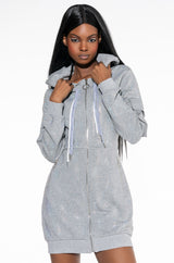 RHINESTONE TIGER PRINT SWEATSHIRT DRESS