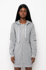 RHINESTONE TIGER PRINT SWEATSHIRT DRESS