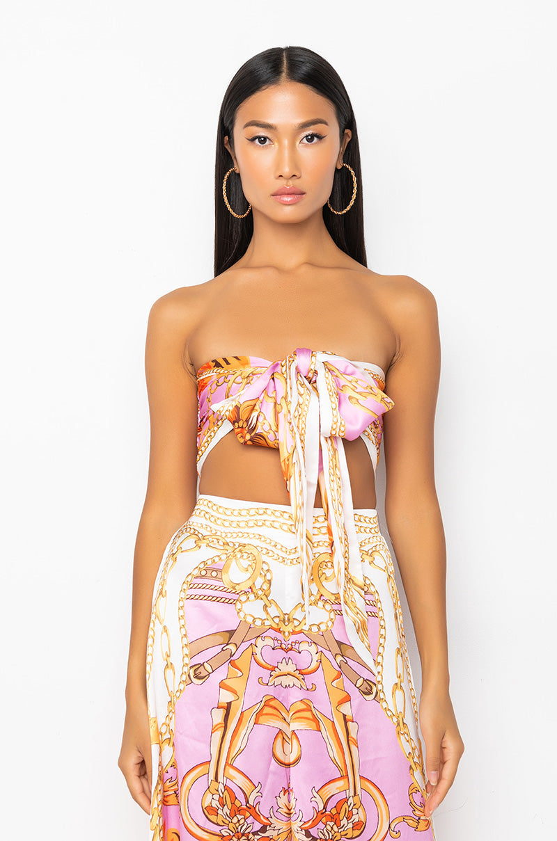 RICH BITCH LOOKS TIE FRONT BANDEAU