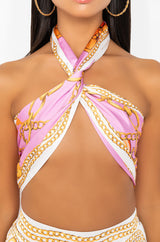 RICH BITCH LOOKS TIE FRONT BANDEAU