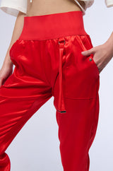 RICH GIRL ENERGY SATIN HIGH WAIST JOGGER PANT