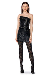 RIDIN DIRTY MOTO PU MINI DRESS IN BLACK