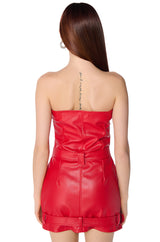 RIDIN DIRTY MOTO PU MINI DRESS IN RED