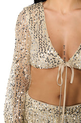 RIGHT DECISION SEQUIN TIE AROUND TOP