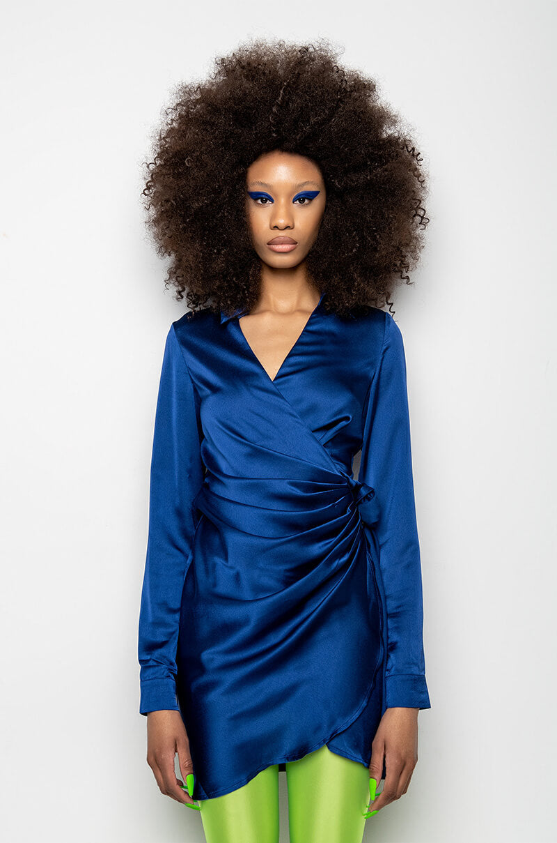 RIGHT MOVES WRAP MINI DRESS