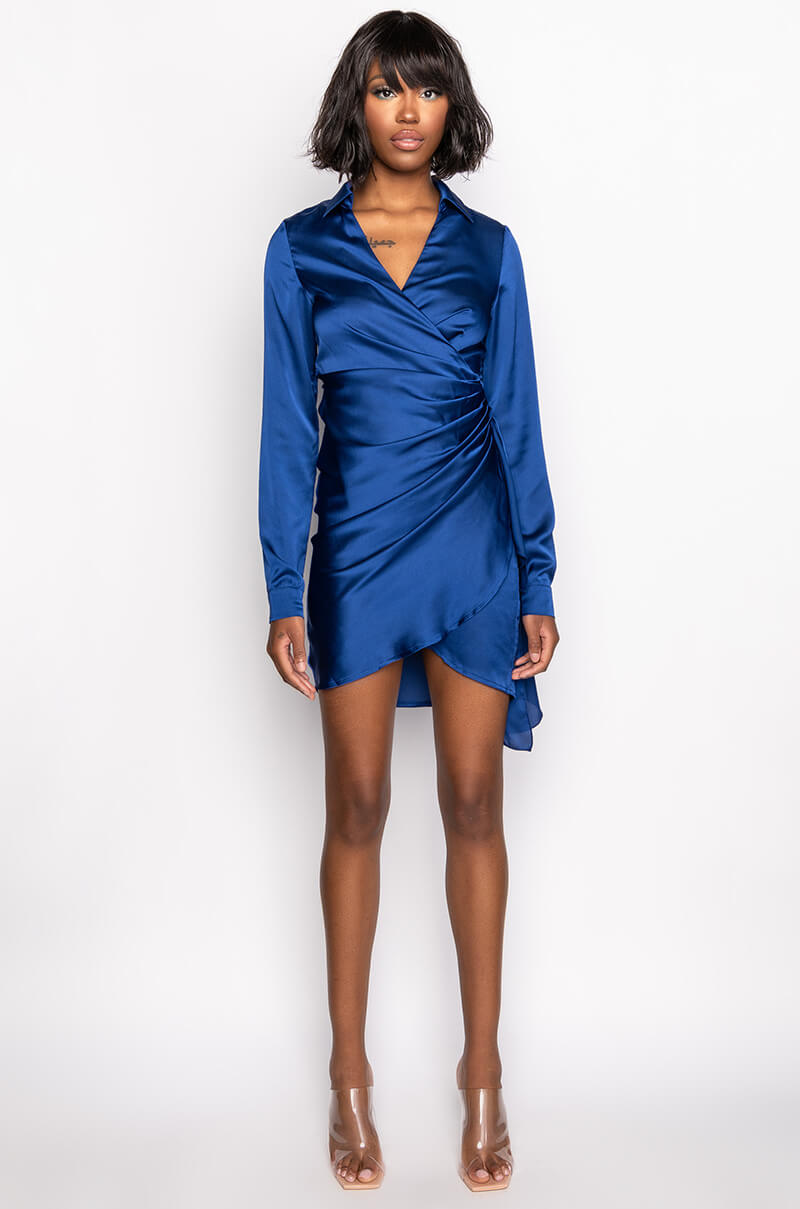 RIGHT MOVES WRAP MINI DRESS