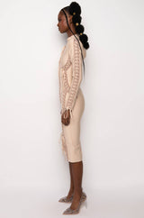 RIGHT MY WRONGS MULTI LACE BANDAGE MIDI DRESS