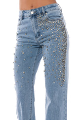 RILEE EMBELLISHED STRAIGHT FIT JEANS