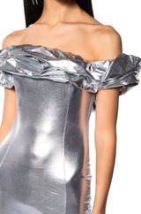 RILEY LACE UP METALLIC MINI DRESS