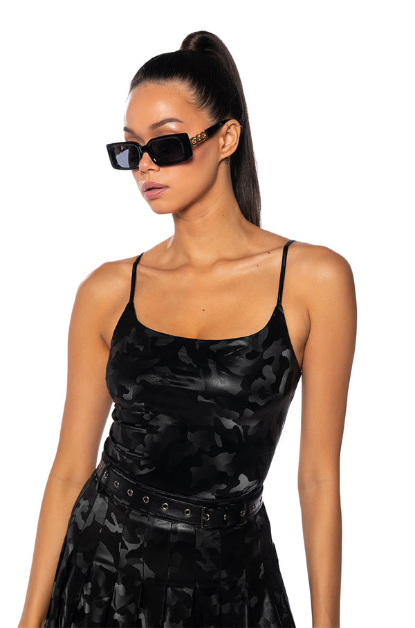 RIO CAMO PRINT BODYSUIT WITH 4 WAY STRETCH