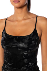 RIO CAMO PRINT BODYSUIT WITH 4 WAY STRETCH