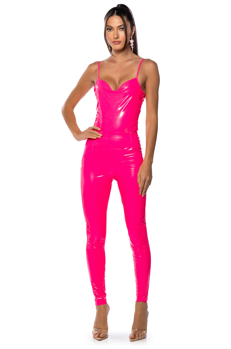 RIO SWEETHEART NECK FAUX LEATHER BODYSUIT