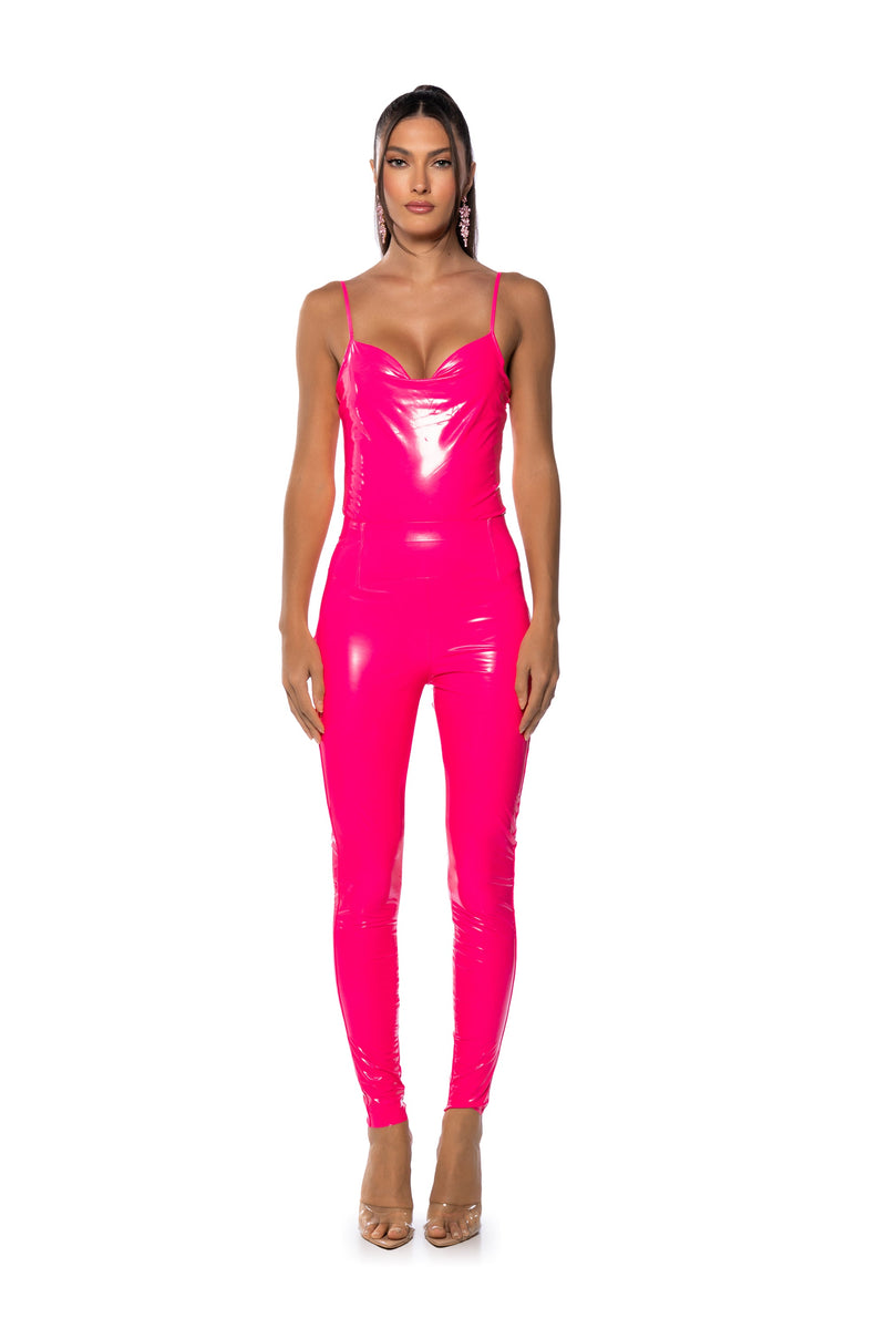 RIO SWEETHEART NECK FAUX LEATHER BODYSUIT