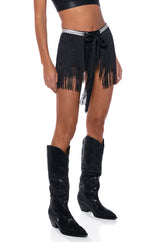 RISE AND SHINE FRINGE MINI SKIRT