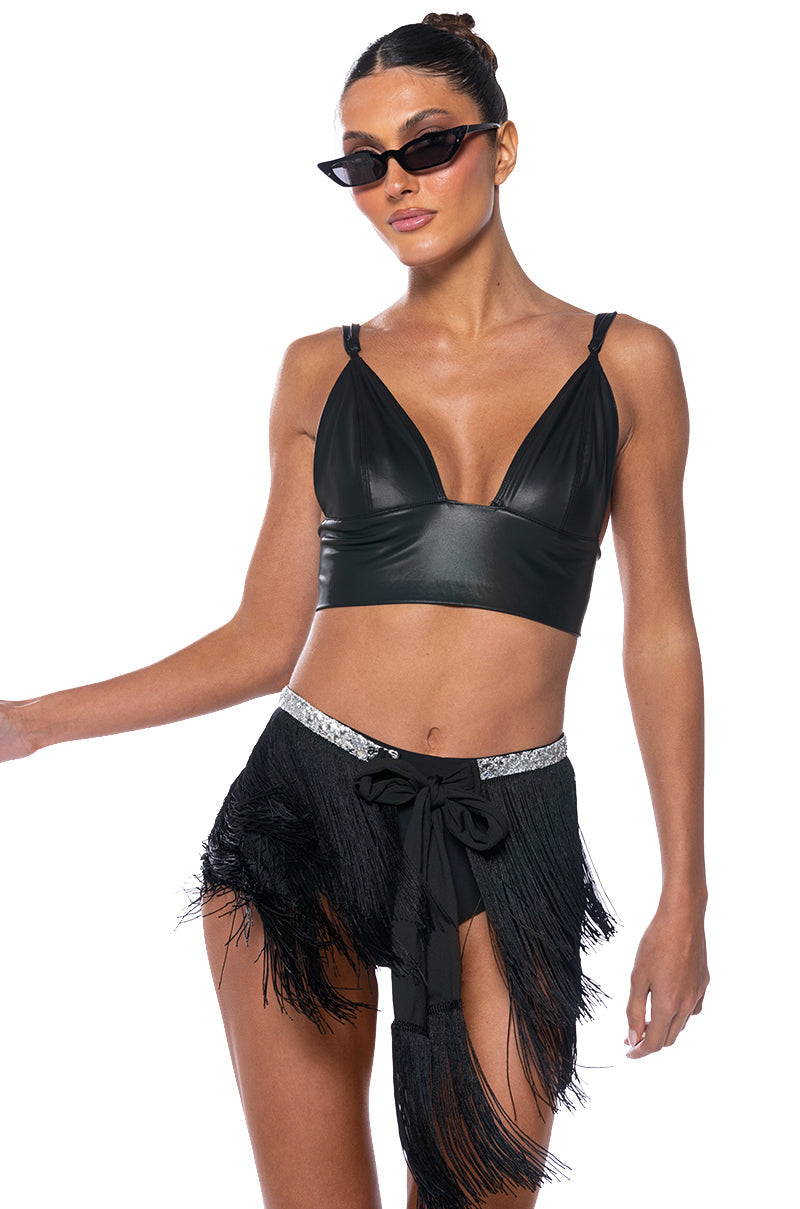 RISE AND SHINE FRINGE MINI SKIRT