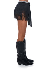 RISE AND SHINE FRINGE MINI SKIRT
