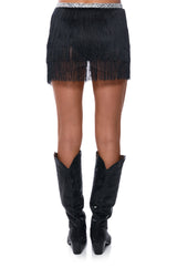 RISE AND SHINE FRINGE MINI SKIRT