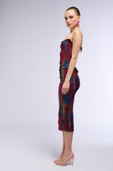RIZZA PRINTED MESH MIDI DRESS
