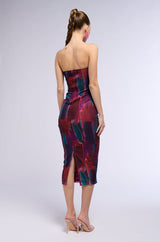 RIZZA PRINTED MESH MIDI DRESS