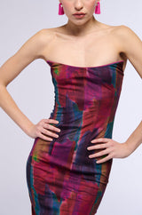 RIZZA PRINTED MESH MIDI DRESS
