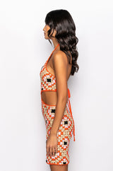 HALTER TOP MINI CROCHET DRESS