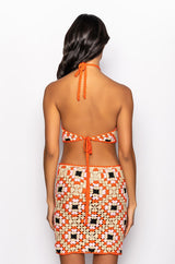 HALTER TOP MINI CROCHET DRESS