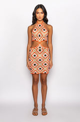 HALTER TOP MINI CROCHET DRESS