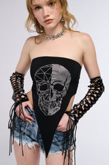 ROCK CHIC RHINESTONE SKULL BANDEAU TOP