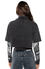 ROCK STAR GRAPHIC LAYERED TURTLE NECK TOP