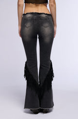 RODEO FRINGE LOW RISE FLARE JEANS