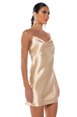 JACKIE SLEEVELESS COWL NECK MINI DRESS